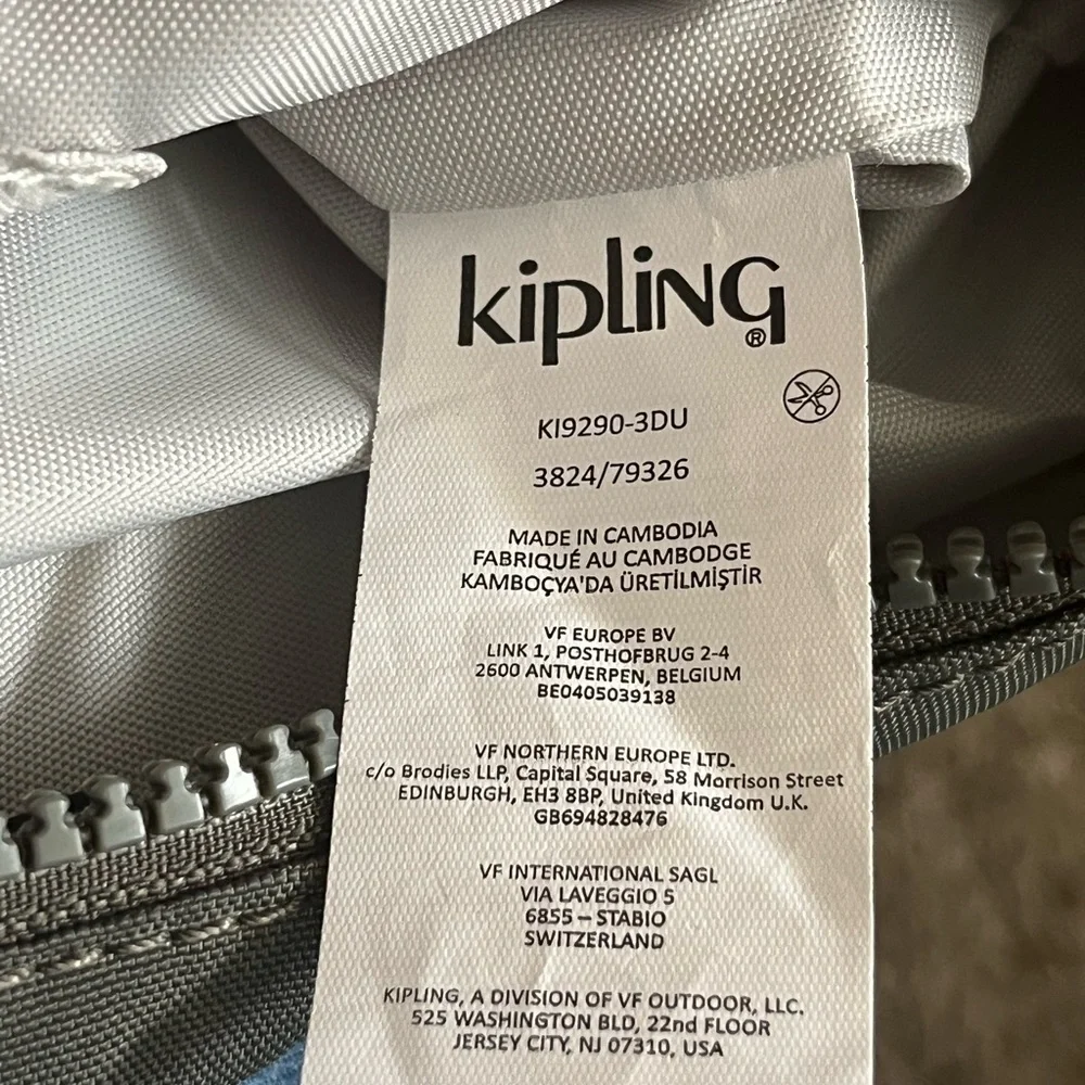 Kipling Small Shoulder Bag Olive Green Nylon Multi Pocket Compact Lightweight - Picture 8 of 9